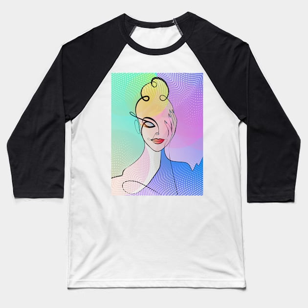 Vibrant Female Portrait Baseball T-Shirt by Space Sense Design Studio